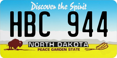 ND license plate HBC944