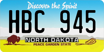 ND license plate HBC945