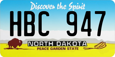 ND license plate HBC947