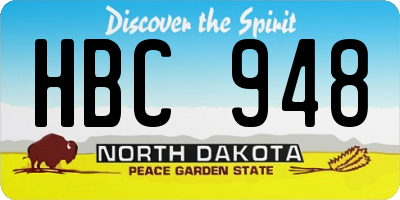 ND license plate HBC948