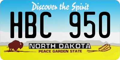 ND license plate HBC950