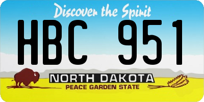 ND license plate HBC951