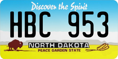 ND license plate HBC953