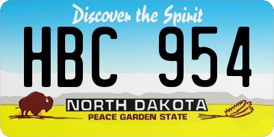 ND license plate HBC954