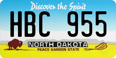 ND license plate HBC955