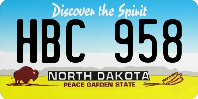 ND license plate HBC958