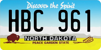 ND license plate HBC961