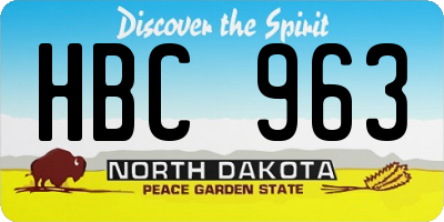 ND license plate HBC963