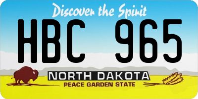 ND license plate HBC965