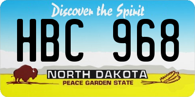 ND license plate HBC968