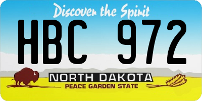 ND license plate HBC972