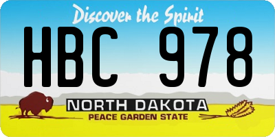 ND license plate HBC978