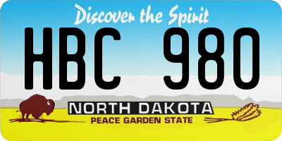 ND license plate HBC980