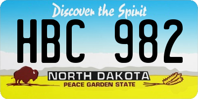 ND license plate HBC982