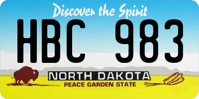 ND license plate HBC983