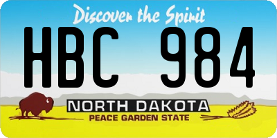 ND license plate HBC984