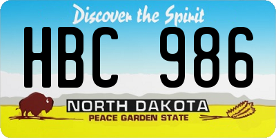 ND license plate HBC986