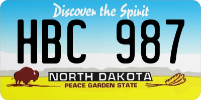 ND license plate HBC987