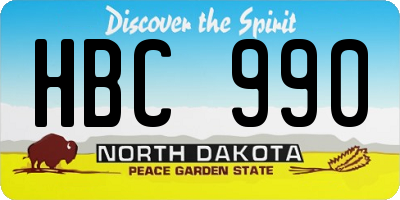 ND license plate HBC990