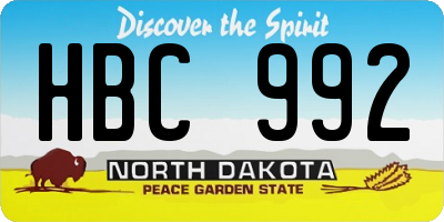 ND license plate HBC992