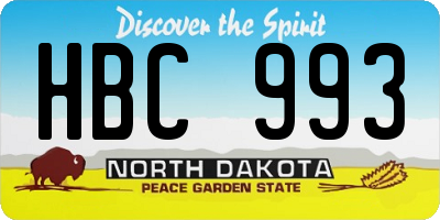 ND license plate HBC993