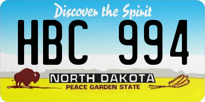 ND license plate HBC994