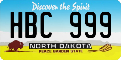 ND license plate HBC999