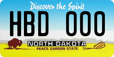 ND license plate HBD000