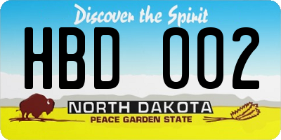 ND license plate HBD002