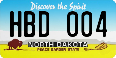 ND license plate HBD004