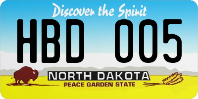 ND license plate HBD005