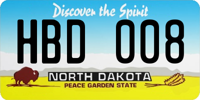 ND license plate HBD008