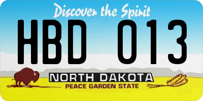 ND license plate HBD013