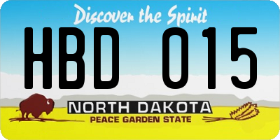 ND license plate HBD015