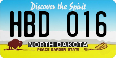 ND license plate HBD016