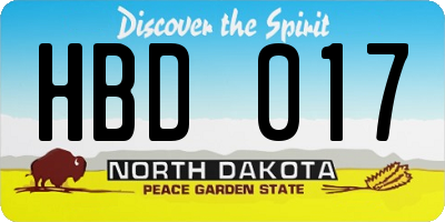 ND license plate HBD017