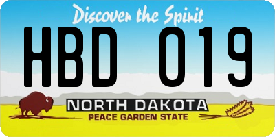 ND license plate HBD019