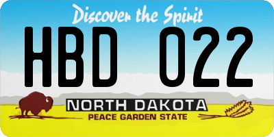 ND license plate HBD022