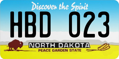 ND license plate HBD023