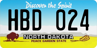 ND license plate HBD024