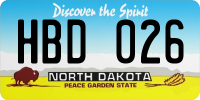 ND license plate HBD026