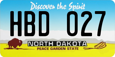 ND license plate HBD027