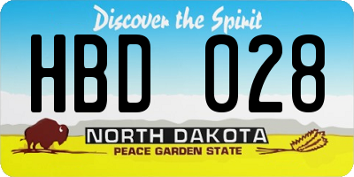 ND license plate HBD028