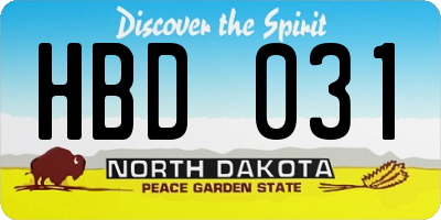 ND license plate HBD031