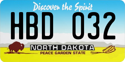 ND license plate HBD032