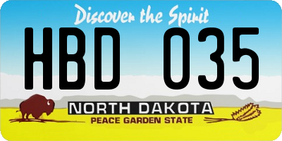 ND license plate HBD035