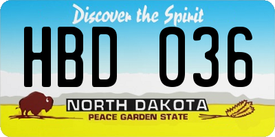 ND license plate HBD036