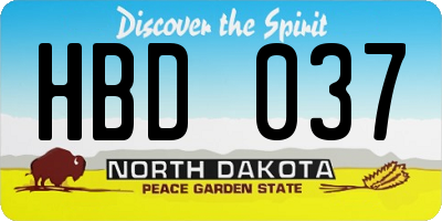 ND license plate HBD037