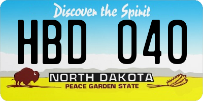 ND license plate HBD040