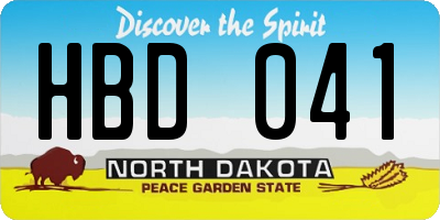 ND license plate HBD041